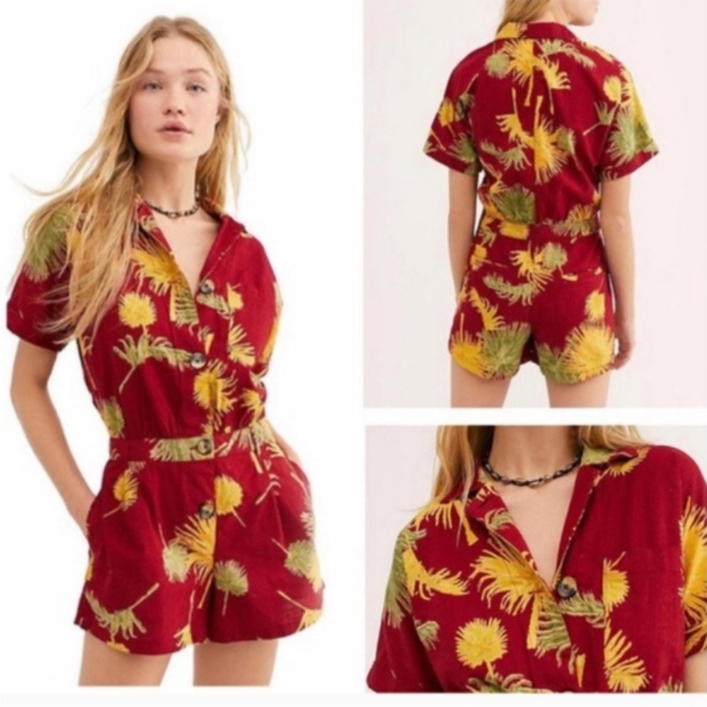 Free People Women's Malibu Floral Print Short Romper M